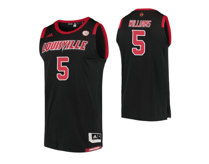 Youth Louisville Cardinals #5 Malik Williams Authentic College Basketball Jersey Black