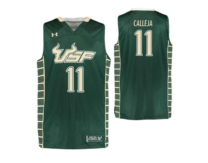 South Florida Bulls #11 Mark Calleja Authentic College Basketball Jersey Green