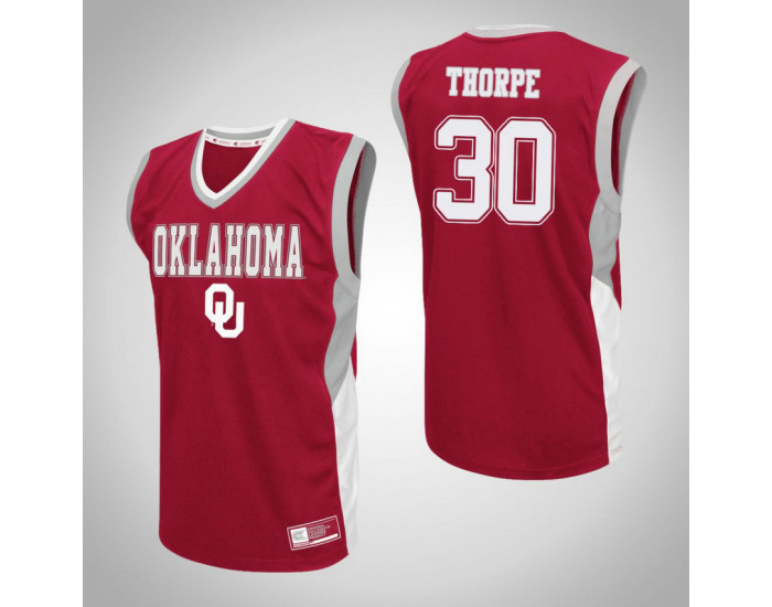 Oklahoma Sooners #30 Marshall Thorpe Fadeaway Replica College Basketball Jersey Red
