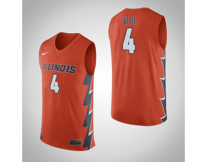Youth Illinois Fighting Illini #4 Matic Vesel Authentic College Basketball Jersey Orange