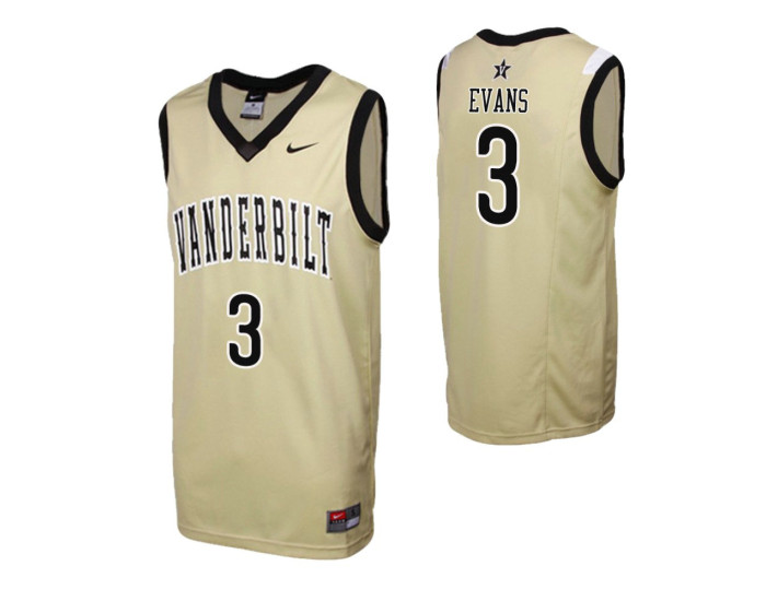 Vanderbilt Commodores #3 Maxwell Evans Gold Authentic College Basketball Jersey