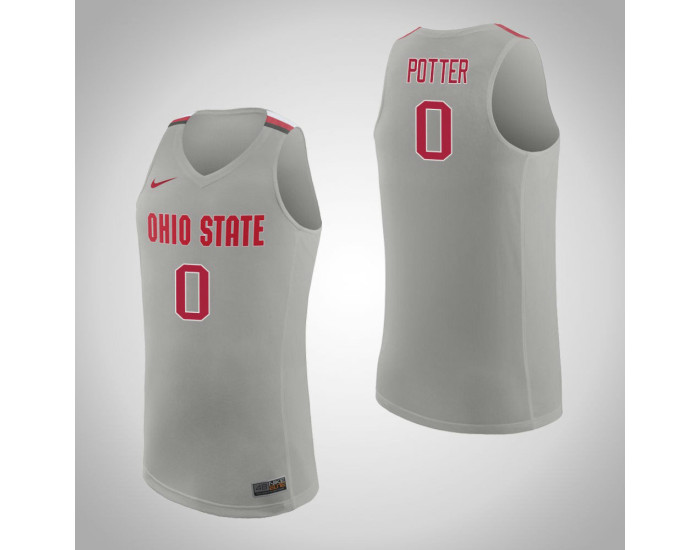 Ohio State Buckeyes #0 Micah Potter Authentic College Basketball Jersey Pure Gray