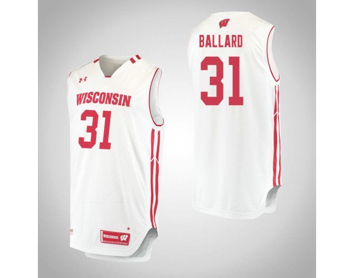 Youth Wisconsin Badgers #31 Michael Ballard Replica College Basketball Jersey White