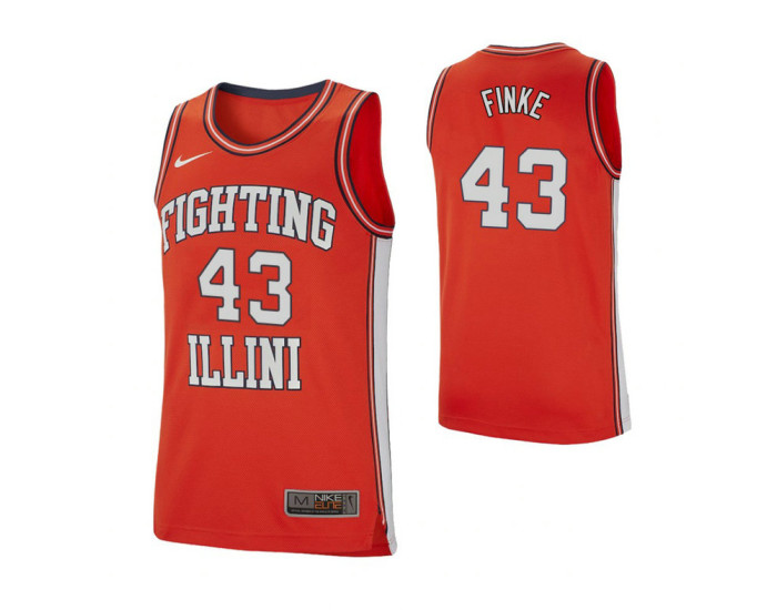 Illinois Fighting Illini #43 Michael Finke Retro Performance Authentic College Basketball Jersey Orange