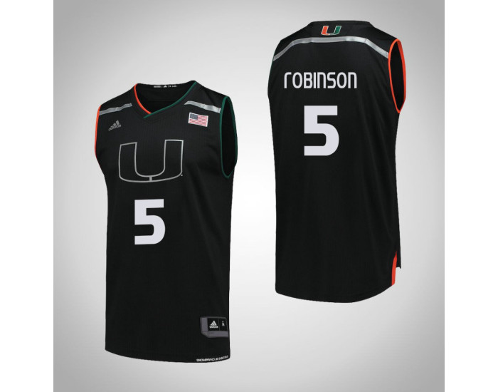 Youth Miami Hurricanes #5 Mike Robinson Replica College Basketball Jersey Black