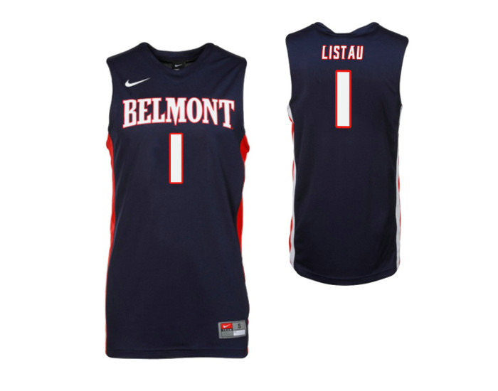 Belmont Bruins #1 Mitch Listau Authentic College Basketball Jersey Navy