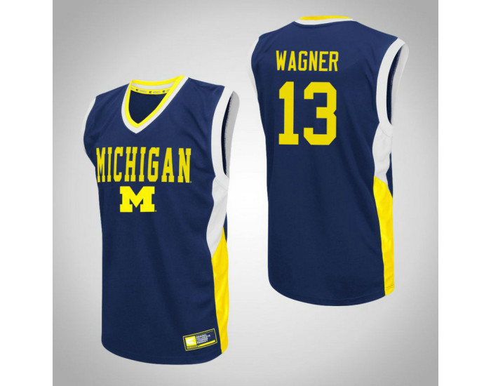 Michigan Wolverines #13 Moritz Wagner Fadeaway Replica College Basketball Jersey Blue