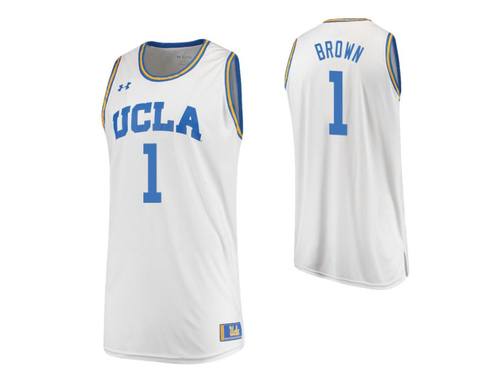 Youth UCLA Bruins #1 Moses Brown Road Authentic College Basketball Jersey White