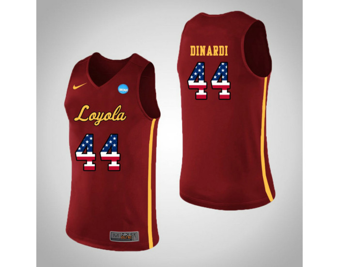 Loyola (Chi) Ramblers #44 Nick Dinardi USA Flag Replica College Basketball Jersey Red
