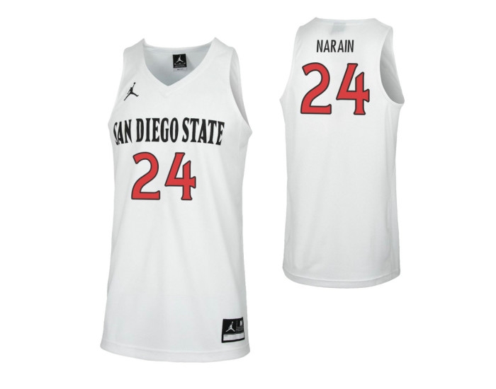 Youth San Diego State Aztecs #24 Nolan Narain Authentic College Basketball Jersey White