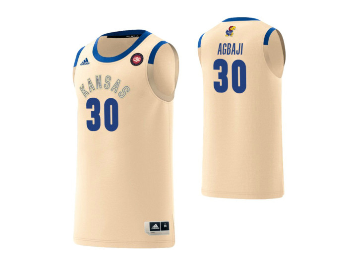 Kansas Jayhawks #30 Ochai Agbaji Harlem Renaissance Replica College Basketball Jersey Cream