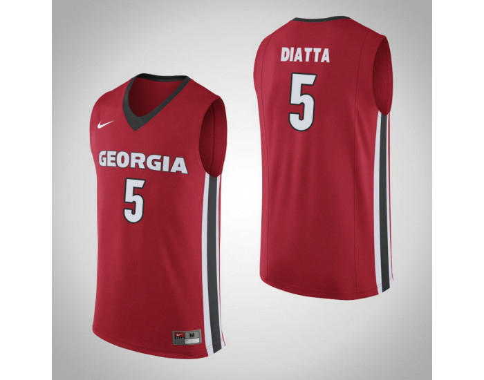 Georgia Bulldogs #5 Pape Diatta Authentic College Basketball Jersey Red