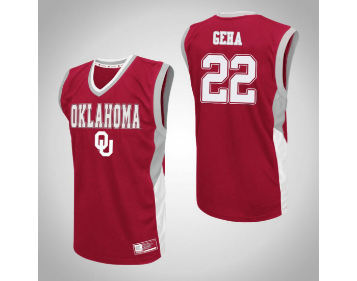 Oklahoma Sooners #22 Patrick Geha Fadeaway Authentic College Basketball Jersey Red