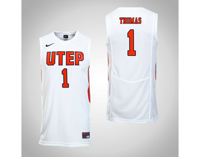 UTEP Miners #1 Paul Thomas Authentic College Basketball Jersey White