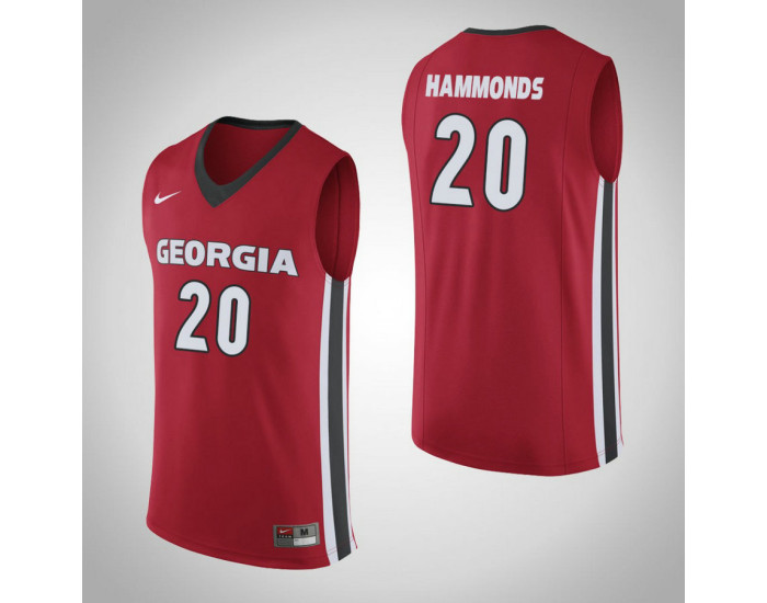 Georgia Bulldogs #20 Rayshaun Hammonds Authentic College Basketball Jersey Red