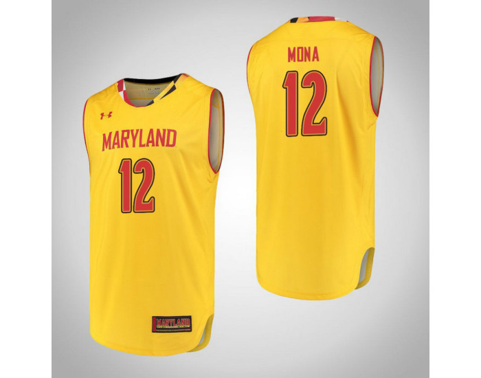 Youth Maryland Terrapins #12 Reese Mona Authentic College Basketball Jersey Yellow