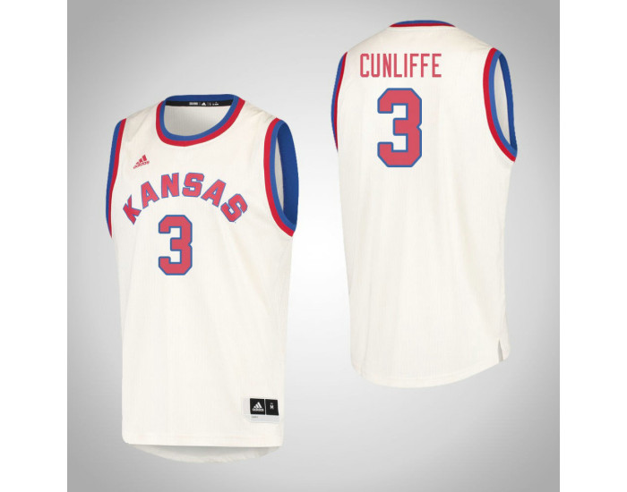 Kansas Jayhawks #3 Sam Cunliffe Hardwood Classics Replica College Basketball Jersey Cream