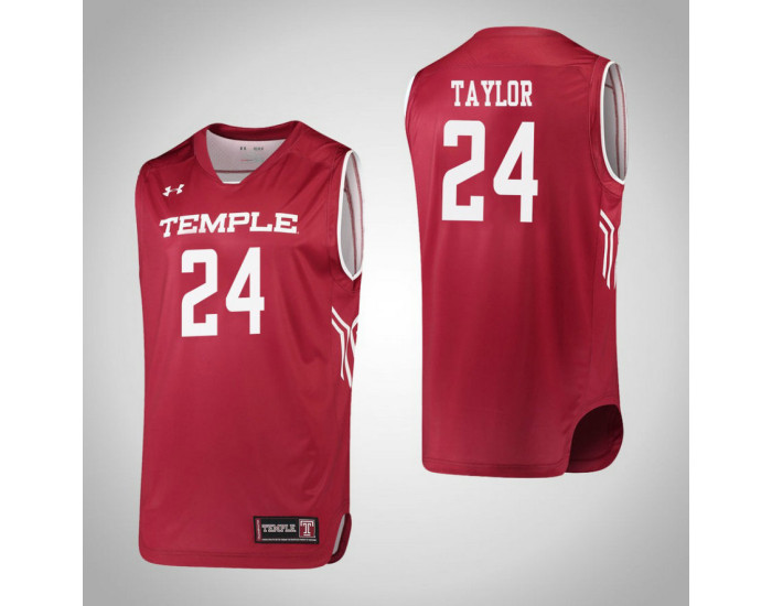 Temple Owls #24 Shantay Taylor Authentic College Basketball Jersey Red