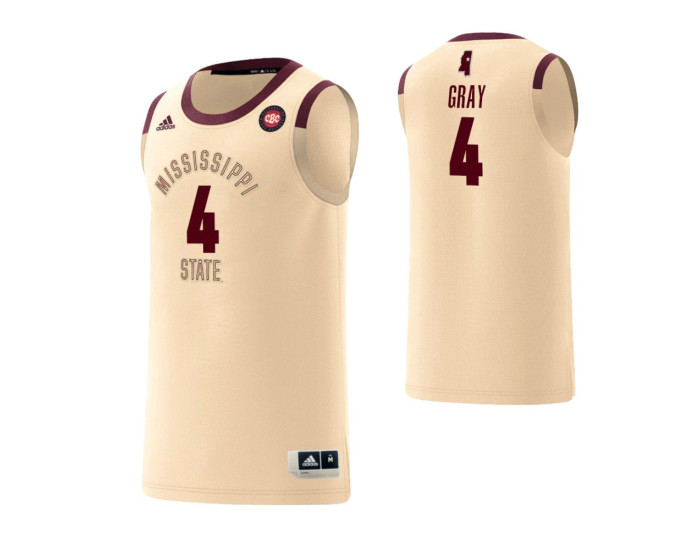 Mississippi State Bulldogs #4 T.J. Gray Harlem Renaissance Authentic College Basketball Jersey Cream
