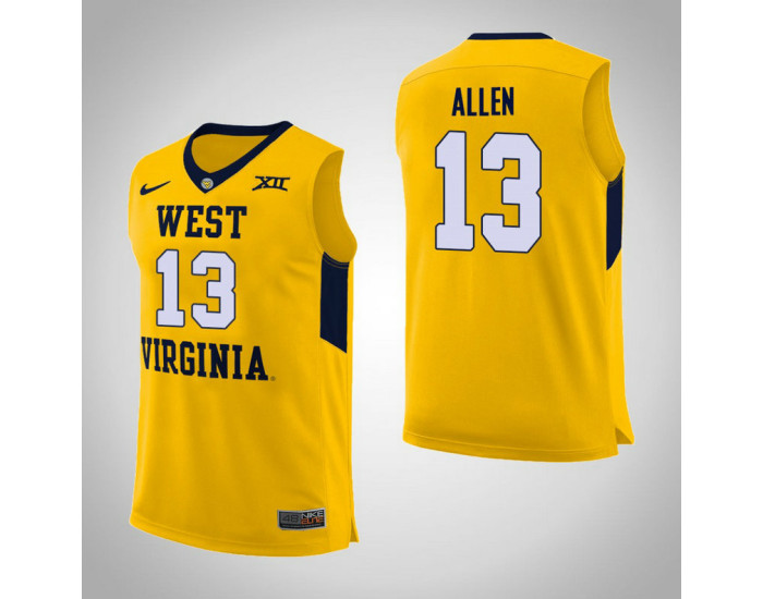 Youth West Virginia Mountaineers #13 Teddy Allen Authentic College Basketball Jersey Yellow
