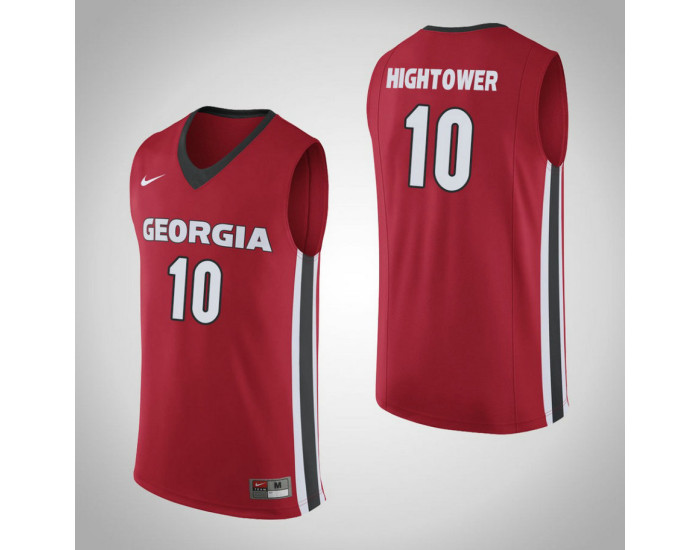 Georgia Bulldogs #10 Teshaun Hightower Authentic College Basketball Jersey Red
