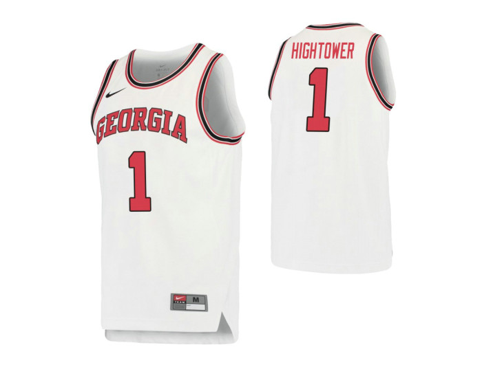 Georgia Bulldogs #1 Teshaun Hightower Retro Performance Authentic College Basketball Jersey White