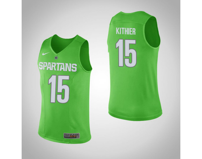 Youth Michigan State Spartans #15 Thomas Kithier Replica College Basketball Jersey Green