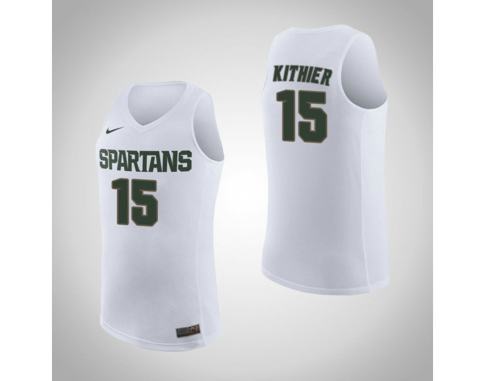 Youth Michigan State Spartans #15 Thomas Kithier Road Replica College Basketball Jersey White