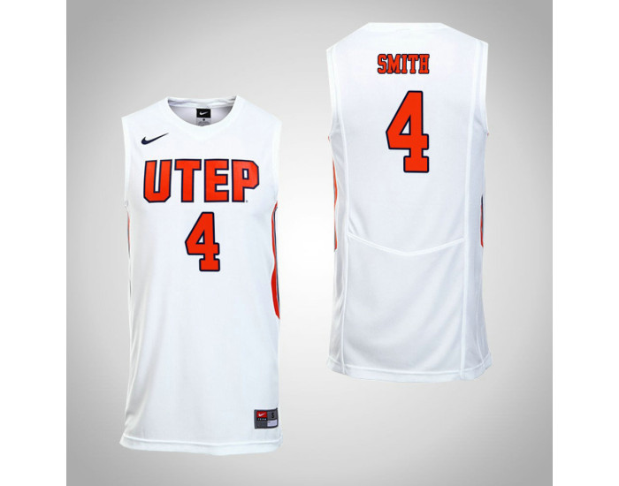 UTEP Miners #4 Tirus Smith Authentic College Basketball Jersey White