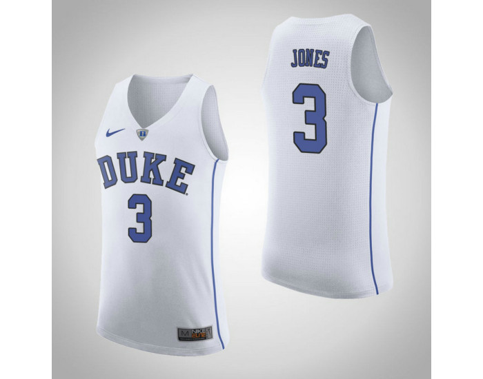 Youth Duke Blue Devils #3 Tre Jones Road Authentic College Basketball Jersey White