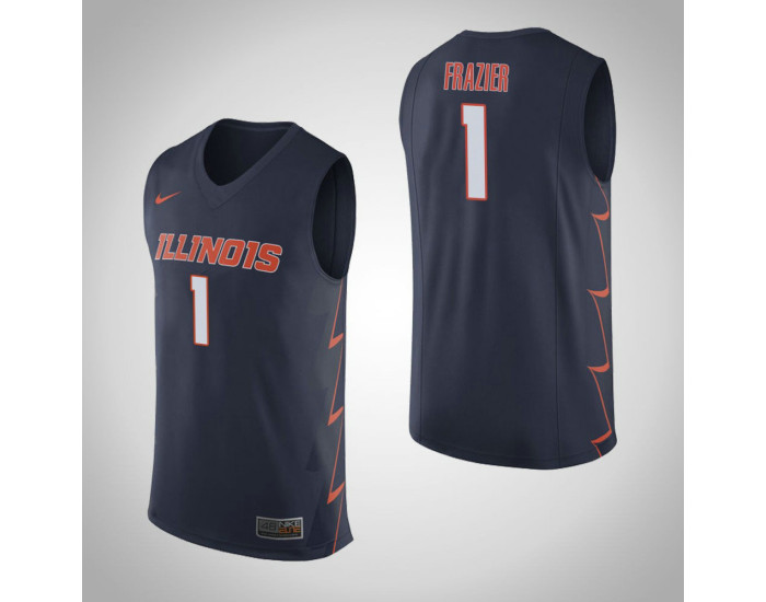 Illinois Fighting Illini #1 Trent Frazier Authentic College Basketball Jersey Navy