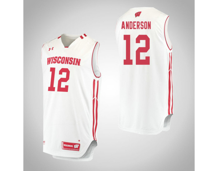 Youth Wisconsin Badgers #12 Trevor Anderson Authentic College Basketball Jersey White