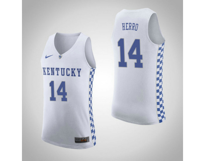 Youth Kentucky Wildcats #14 Tyler Herro Road Authentic College Basketball Jersey White