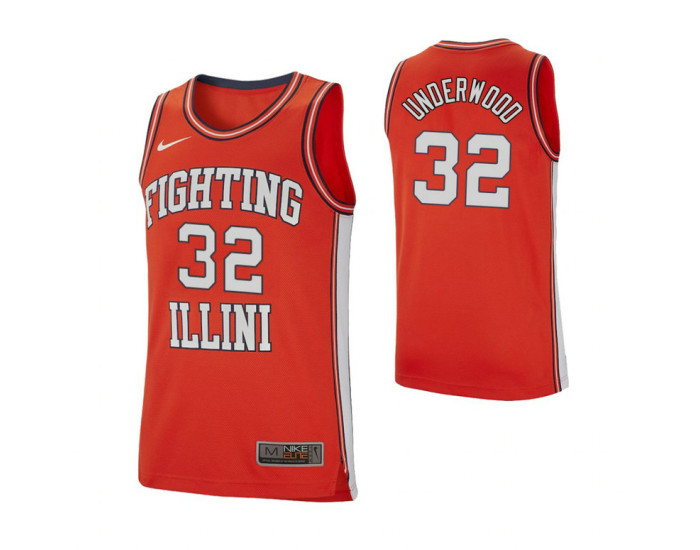 Youth Illinois Fighting Illini #32 Tyler Underwood Retro Performance Authentic College Basketball Jersey Orange