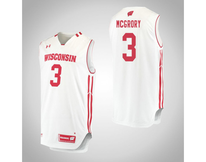 Wisconsin Badgers #3 Walt McGrory Replica College Basketball Jersey White