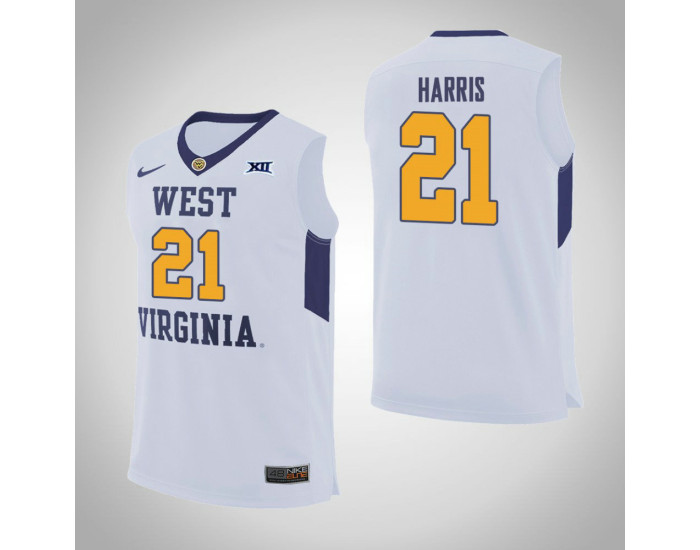 West Virginia Mountaineers #21 Wesley Harris Replica College Basketball Jersey White