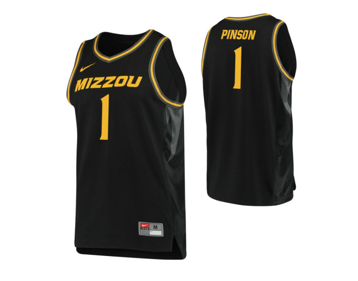 Missouri Tigers #1 Xavier Pinson Authentic College Basketball Jersey Black