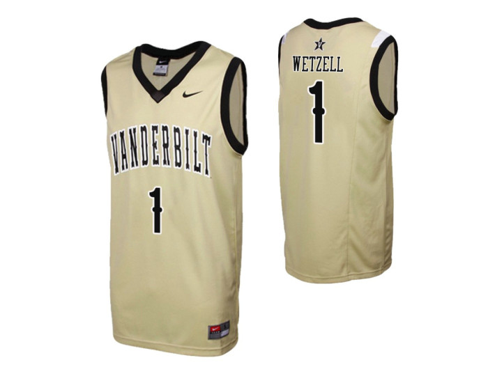 Vanderbilt Commodores #1 Yanni Wetzell Gold Authentic College Basketball Jersey