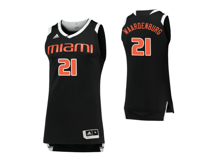 Youth Miami Hurricanes #21 Sam Waardenburg Black White Authentic College Basketball Jersey