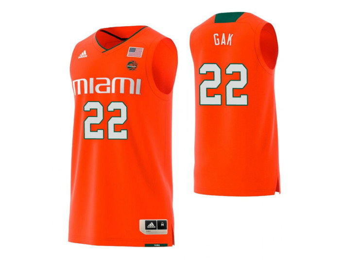 Youth Miami Hurricanes #22 Deng Gak Replica College Basketball Jersey Orange