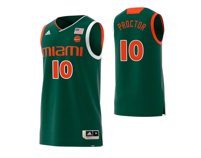 Miami Hurricanes #10 Dominic Proctor Authentic College Basketball Jersey Green