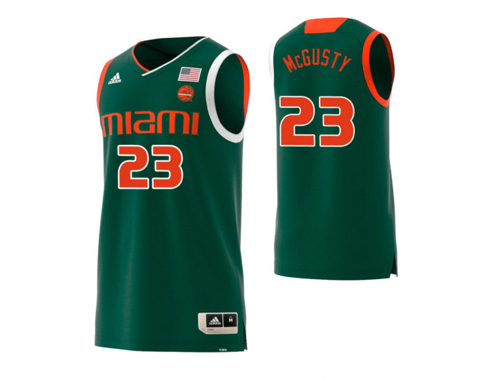 Miami Hurricanes #23 Kameron McGusty Authentic College Basketball Jersey Green