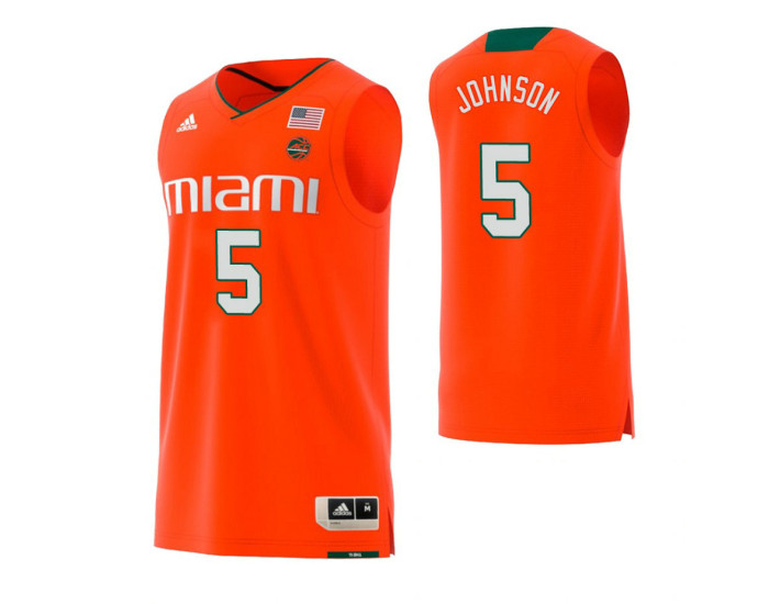 Youth Miami Hurricanes #5 Zach Johnson Replica College Basketball Jersey Orange