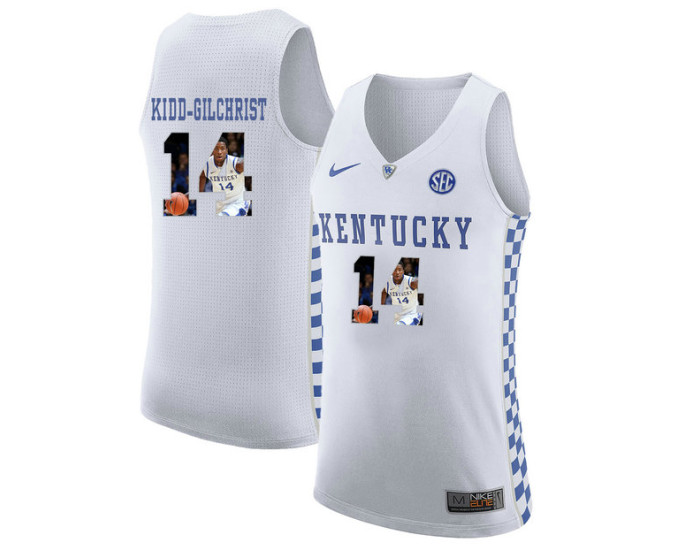 Youth Kentucky Wildcats #14 Michael Kidd-Gilchrist Authentic College Basketball Jersey White