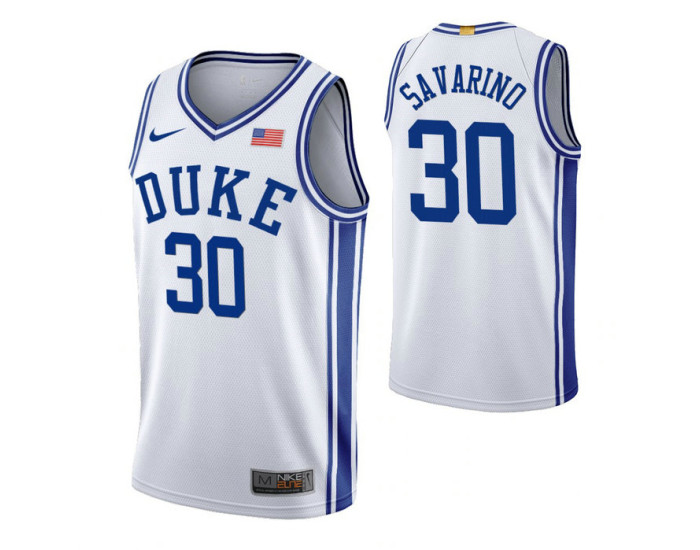 Duke Blue Devils #30 Michael Savarino White Replica College Basketball Jersey