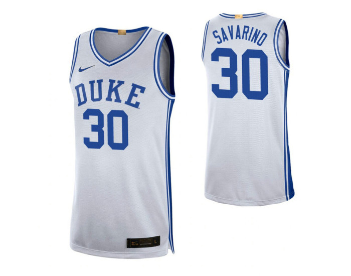 Youth Duke Blue Devils #30 Michael Savarino White Replica College Basketball Jersey