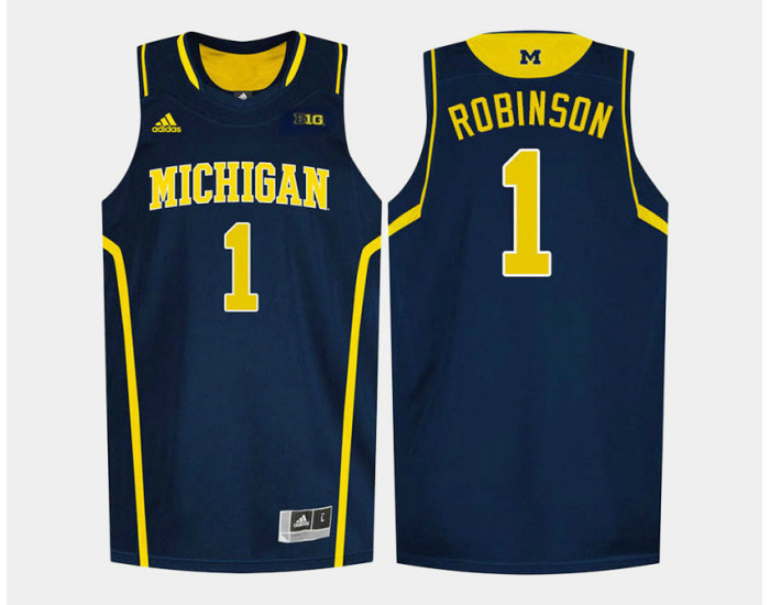 Youth Michigan Wolverines #1 Glenn Robinson III Navy Road Replica College Basketball Jersey