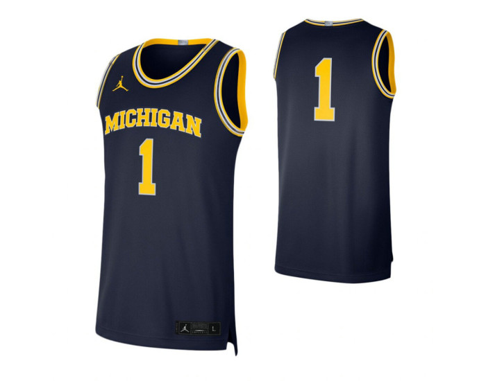 Michigan Wolverines #1 Limited Authentic College Basketball Jersey Navy