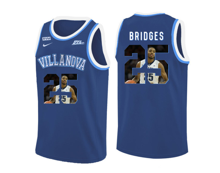 Youth Villanova Wildcats #25 Mikal Bridges Replica College Basketball Jersey Blue