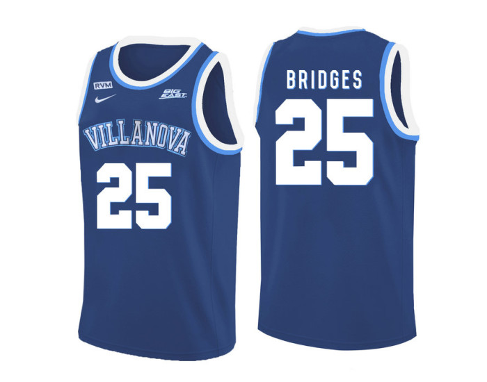 Villanova Wildcats #25 Mikal Bridges Replica College Basketball Jersey Blue